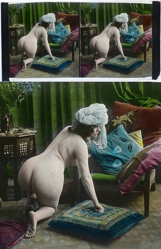Photo stereo sur verre - verre, nu