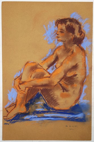Femme nue signée dessin - femme,