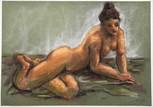 Femme nue signée dessin - femme,