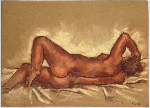 Femme nue signée dessin - femme,
