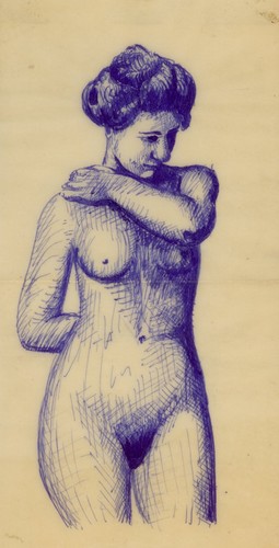 Encre chine bleue femme - de,