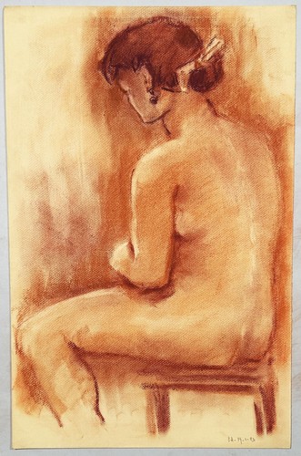 Dessin akt signé femme nue - akt,
