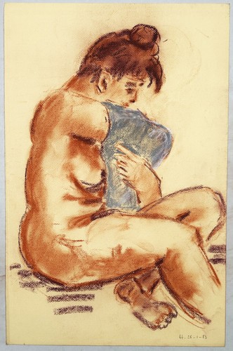 Femme nue signée dessin - femme,