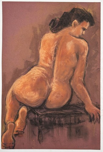 Dessin signé femme nue - nu,